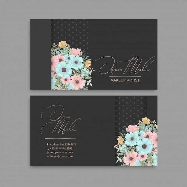 Tarjetas de visita de flores verde menta