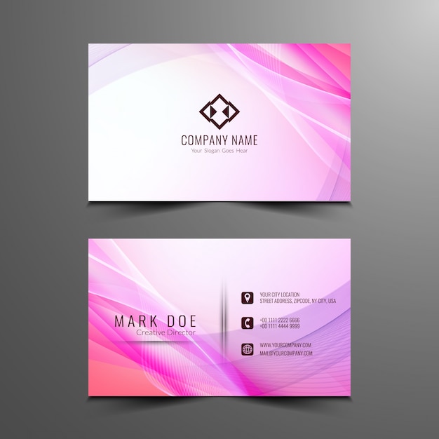 Tarjetas de vista rosa modernas con formas onduladas