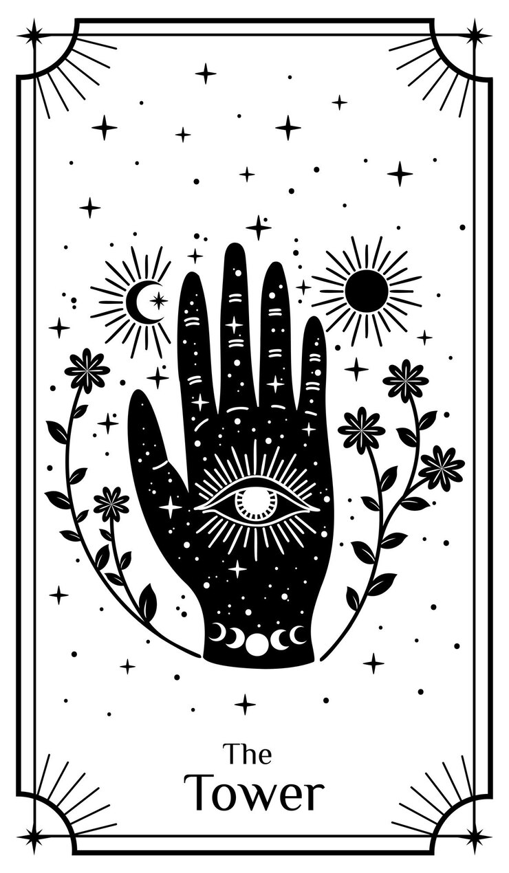 Vector tarot cards poster con elementos místicos luna y estrellas ilustración vectorial