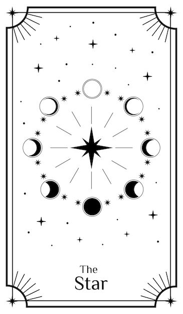 Tarot cards poster con elementos místicos luna y estrellas ilustración vectorial