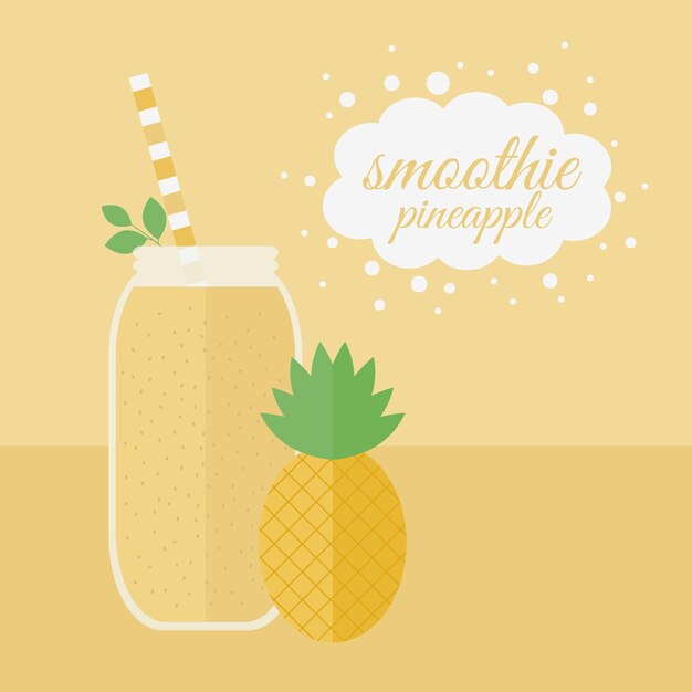 Tarro con batido de piña sobre una mesa Ilustración vectorial