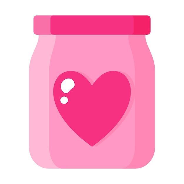 Tarro con corazón. Concepto de boda y día de San Valentín. Ilustración aislada de dibujos animados de vector.