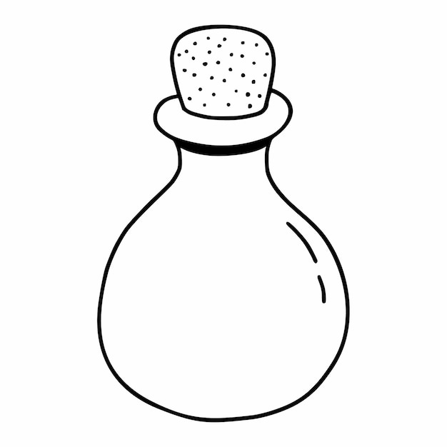 Tarro con corcho Ilustración de garabato vectorial Poción mágica de amor