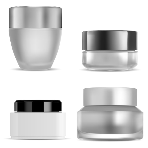 Tarro de crema cosmética Botella de vidrio transparente
