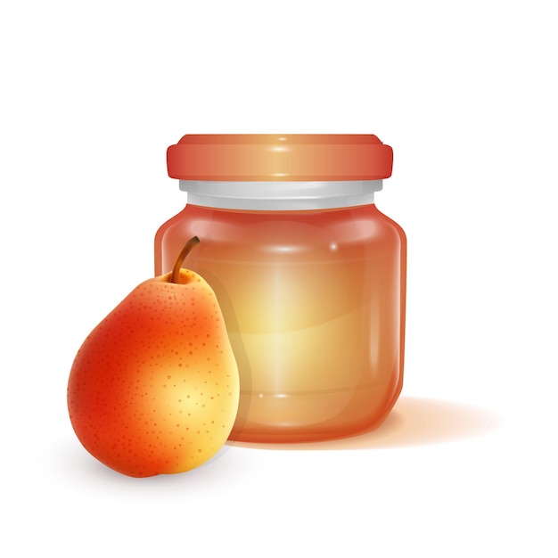 Tarro de cristal con ilustración de mermelada de manzana