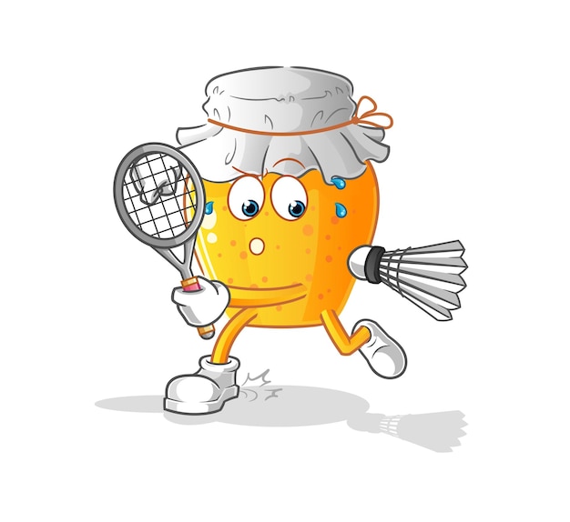 Tarro de miel jugando bádminton ilustración vector de caracteres