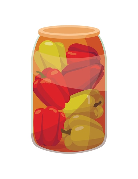 Tarro de verduras en conserva Lata de pimiento en escabeche Conservas de dibujos animados en vidrio Contenedor de conservas de comestibles