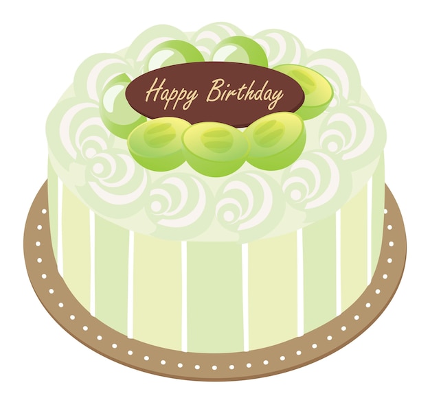 Tarta de cumpleaños verde con moscatel y nata