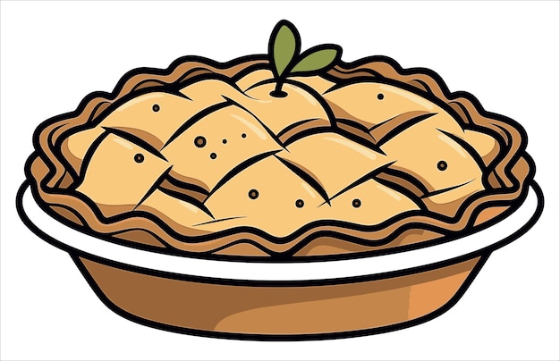 Vector tarta de manzana icono de postre de diseño plano ilustración de una tarta de manzana