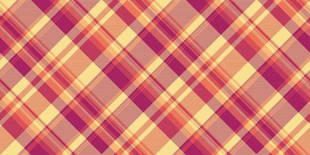 Tartan de fondo sexual tela de servicio patrón a cuadros Vector de comprobación de textura de rendimiento sin costuras en colores amarillo y rosa
