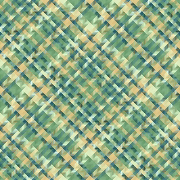 Tartán de tela a cuadros de patrón de fondo sin costuras con una textura de verificación vectorial textil en colores cian y ámbar
