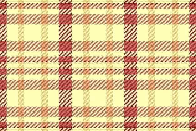 Tartan textil a cuadros con revestimiento vectorial de verificación de fondo folclórico tela de textura de patrón sin costura fibrosa en colores rojos y claros