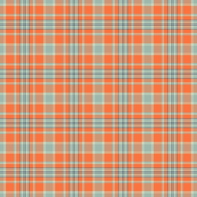 Tartan vectorial sin costuras de fondo textil de cheque con un patrón de textura de tela a cuadros en colores naranja y pastel