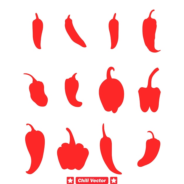 Taste of Mexico Chili Vector Collection Ideal para envases de alimentos y menús