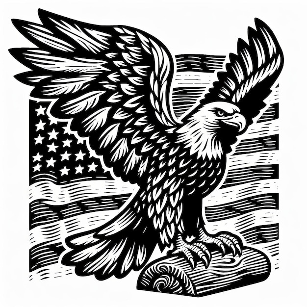 tatuaje águila americana bandera patriótica vector