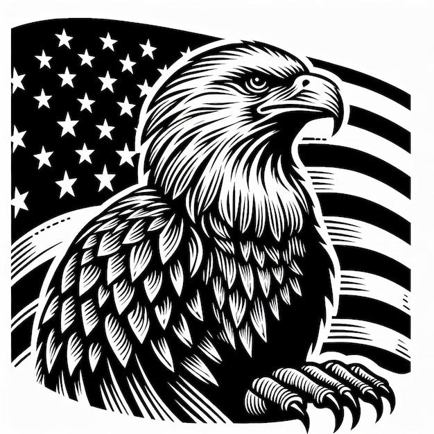tatuaje águila americana bandera patriótica vector