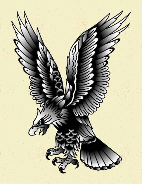 Vector tatuaje de águila tradicional