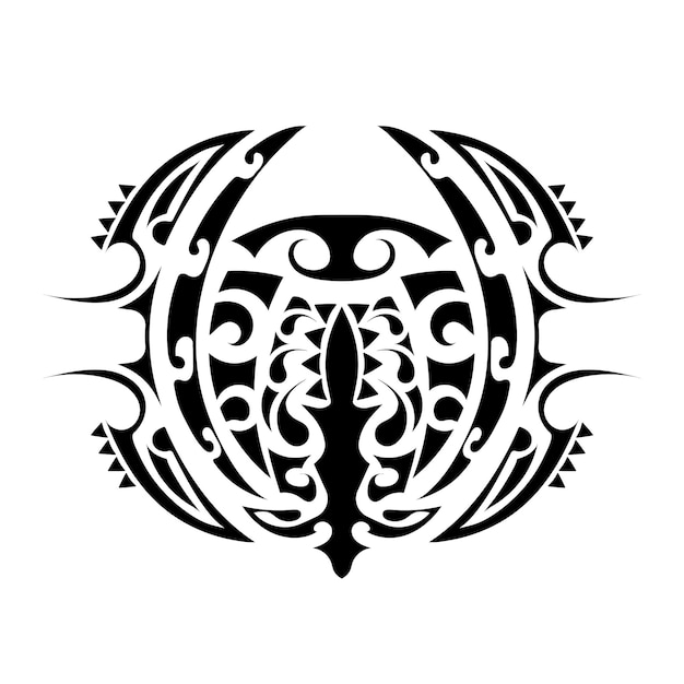 Tatuaje al estilo polinesio. Patrón de polinesia. Aislado. Vector.