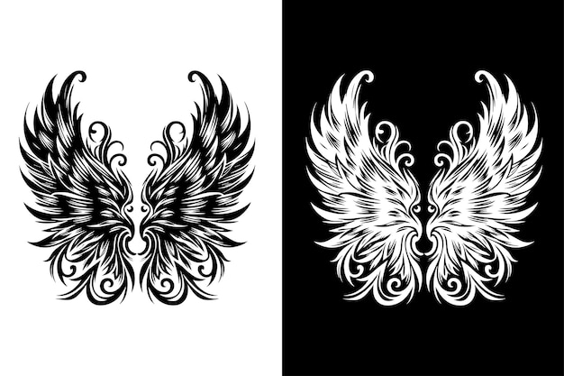 Tatuaje de alas Ilustración de silueta del diseño del icono