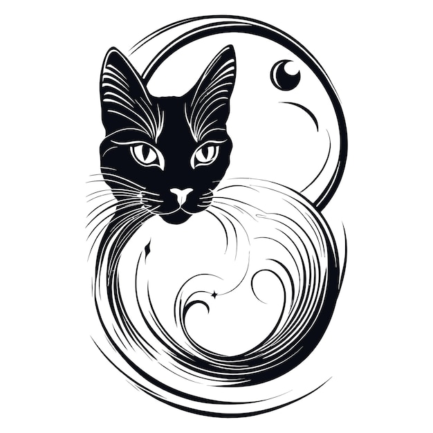 Tatuaje artístico de retrato de gato