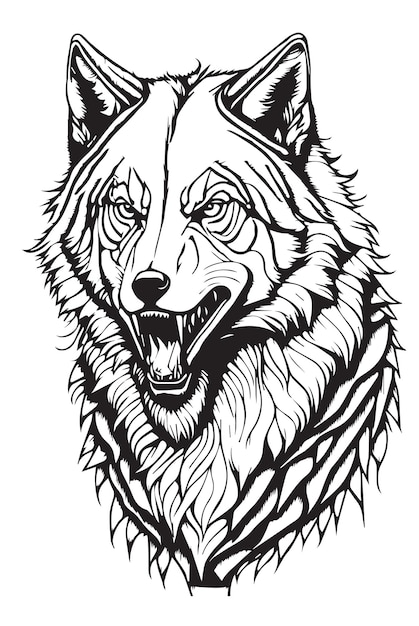 Vector un tatuaje de bosquejo de lobo