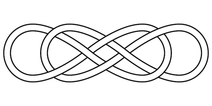 Vector tatuaje en el brazo, símbolo de infinito con nudo doble