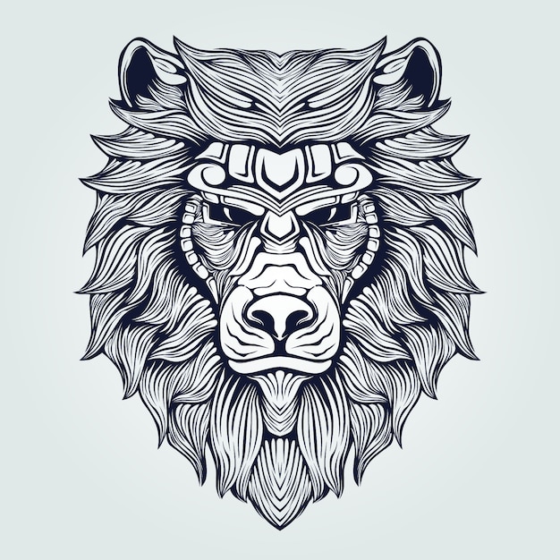 tatuaje de cabeza de león arte decorativo cara tatuaje