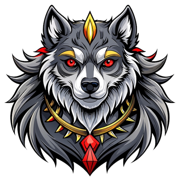 Vector tatuaje de cabeza de lobo dibujado a mano mascota personaje de dibujos animados pegatina icono concepto ilustración aislada