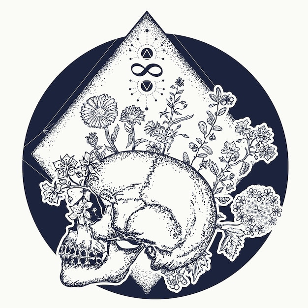 Vector tatuaje de calavera mágica