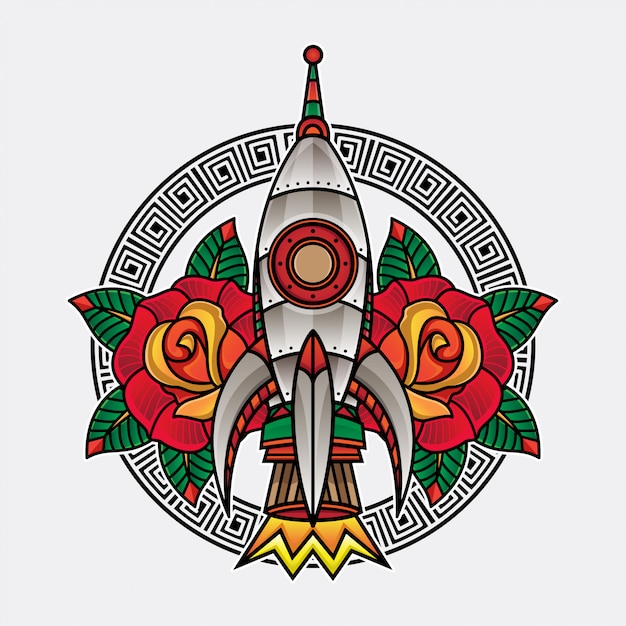 Tatuaje de cohete tradicional