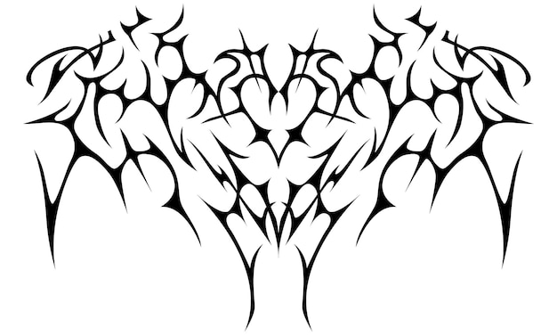 Tatuaje y diseño de camiseta Ilustración vectorial en blanco y negro Fantasía especial Diablo con forma de alas