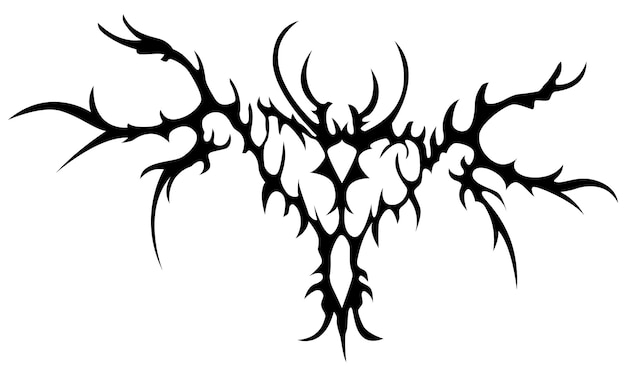 Tatuaje y diseño de camiseta Ilustración vectorial en blanco y negro Fantasía especial Diablo con forma de alas