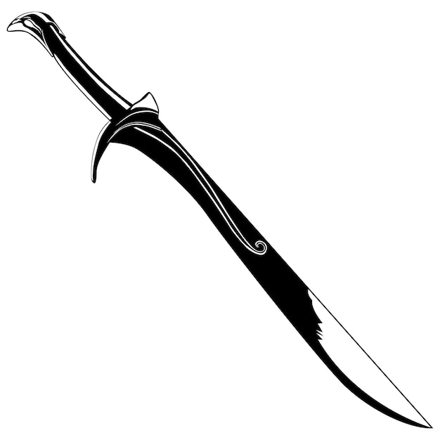 Tatuaje y diseño de camiseta negro y blanco dibujo a mano hermosa espada especial sable obra de arte vectorial