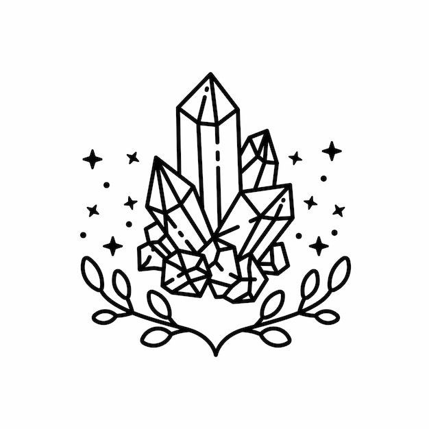 Vector tatuaje de diseño de cristal monoline