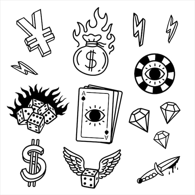 Tatuaje flash de juegos de azar