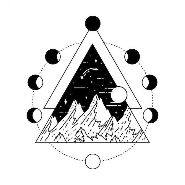 tatuaje geométrico con luna