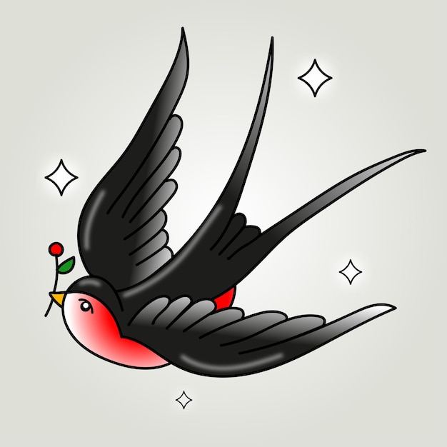 Vector tatuaje de golondrina