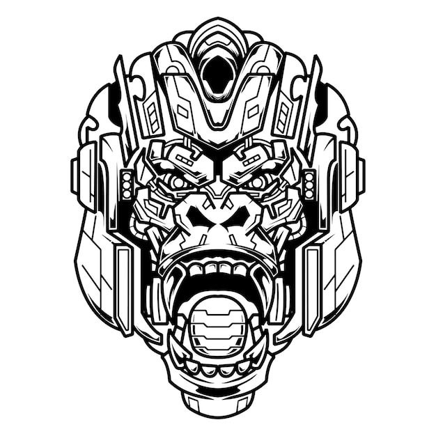 Tatuaje de juego geométrico de la mascota mecánica de Kong