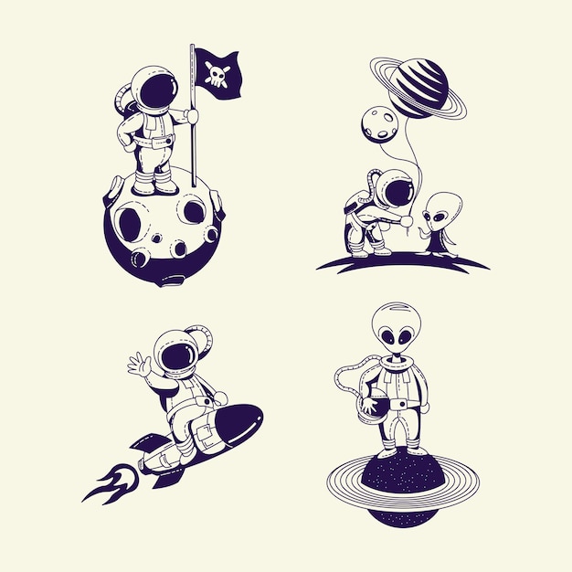 Tatuaje minimalista Diseño de tatuaje de astronauta