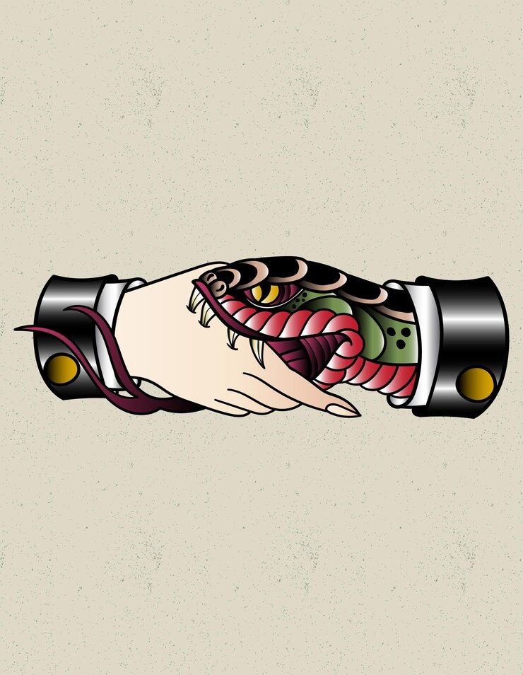 Vector tatuaje no confíes en nadie serpiente