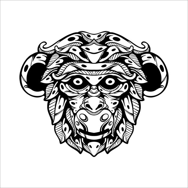 tatuaje de patrón de mono decorativo tribal blanco y negro