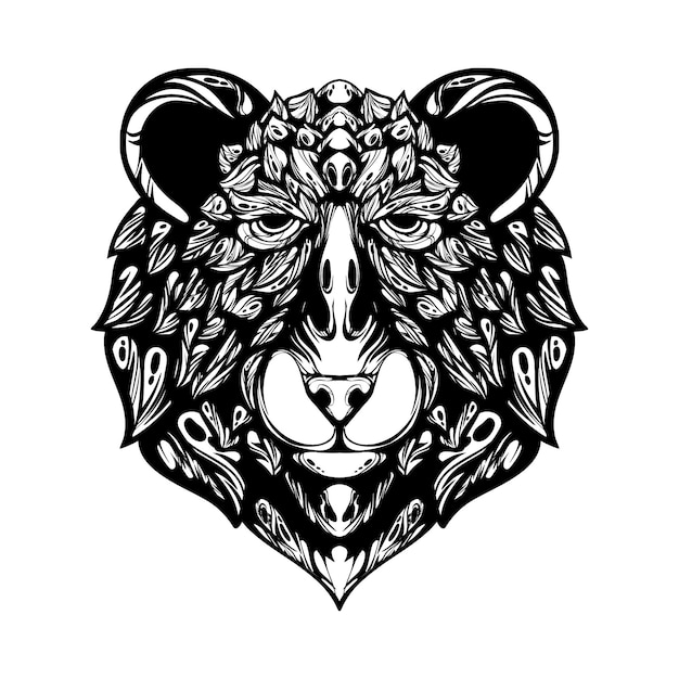 tatuaje de patrón de oso decorativo tribal blanco y negro