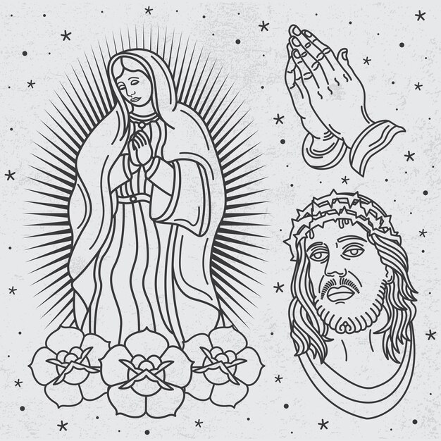 Vector tatuaje religioso vector