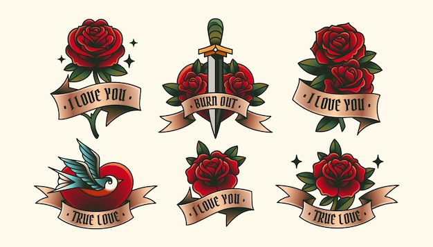 Tatuaje de rosa en estilo dibujado a mano
