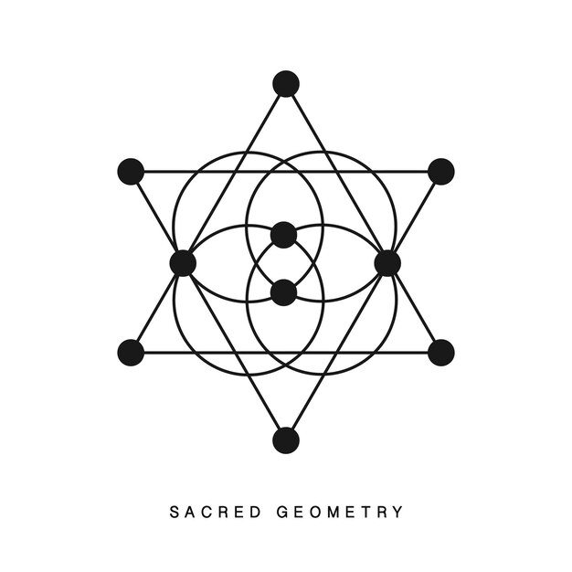 Tatuaje de signo de geometría sagrada aislado en blanco Alquimia lineal arte moderno Filosofía religión como