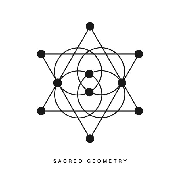 Tatuaje de signo de geometría sagrada aislado en blanco alquimia lineal arte moderno filosofía religión como