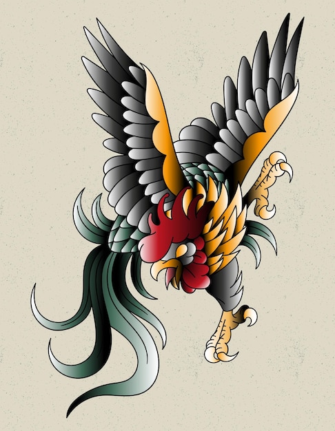 Vector tatuaje del signo zodiacal del gallo