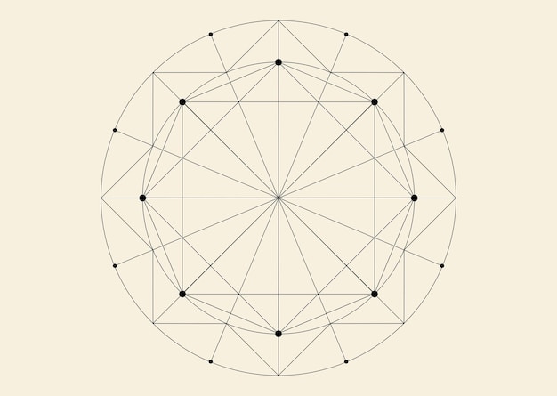 Tatuaje de símbolo de geometría sagrada mandala mística geométrica de la alquimia octógono esotérico contorno negro
