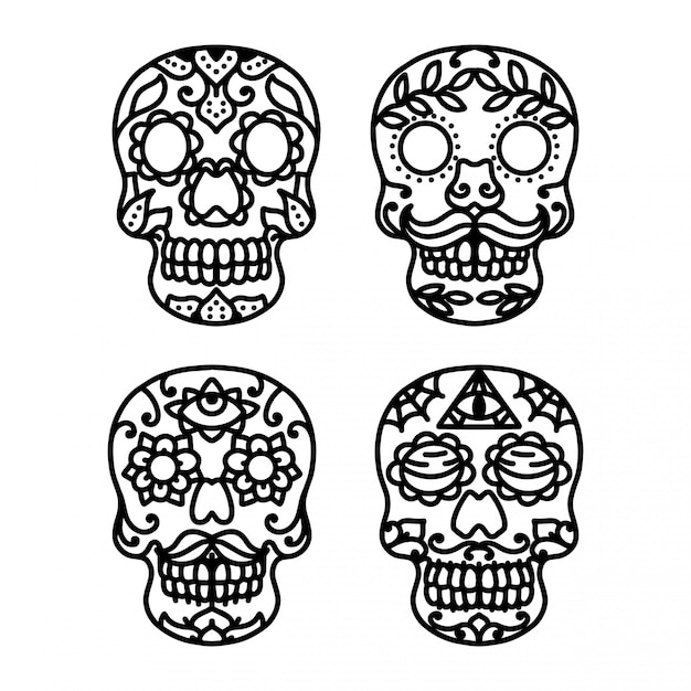 Tatuaje de sugar skull line