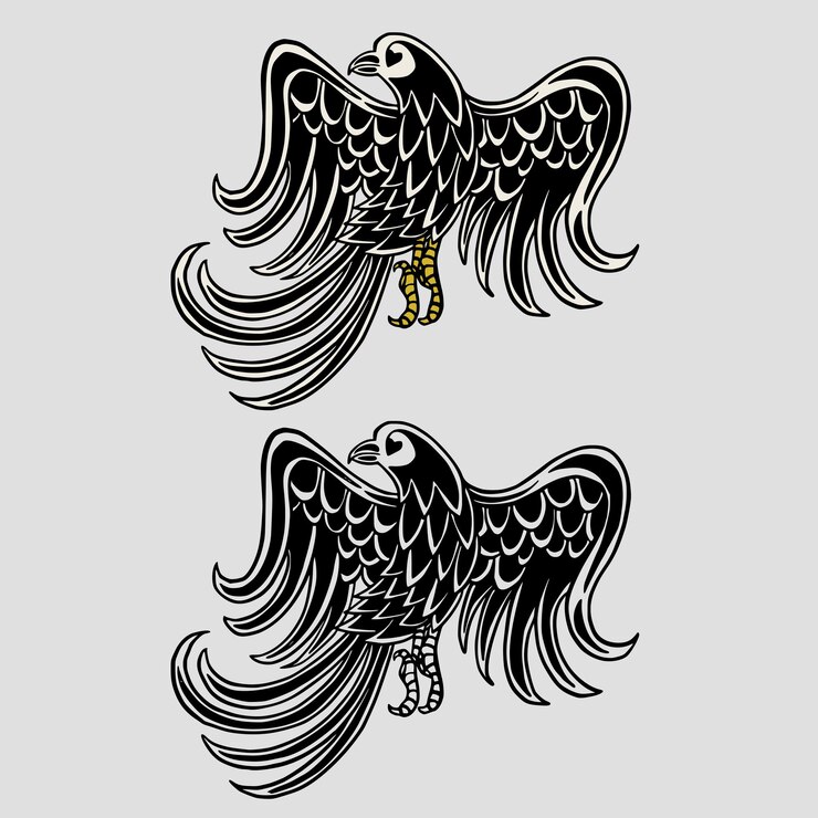 Vector tatuaje tradicional de águilas